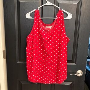 Faded Glory Red and White Polka Dot Tank Top
